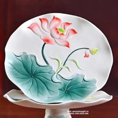 BỘ ĐỒ THỜ HOA SEN BẰNG SỨ CAO CẤP